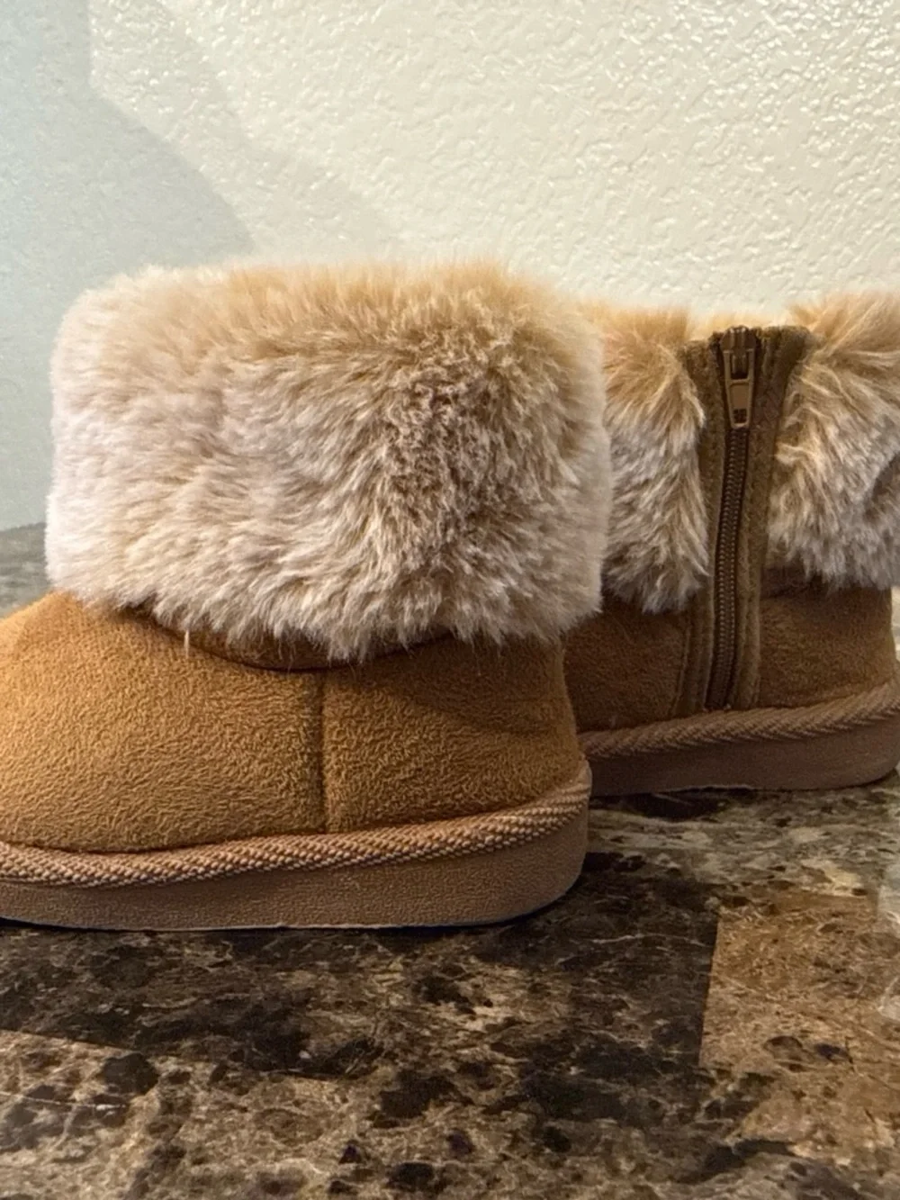 Kids Cozy Faux-Fur Booties in Chestnut Brown